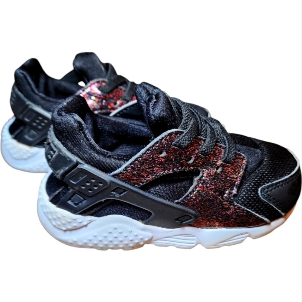 Nike Air Huarache Shoes Run SE RARE Pink Glitter Metallic Baby/ Toddler Size 7C - Picture 1 of 12